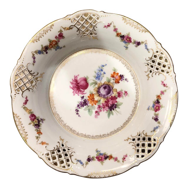Schumann Dresden Bavaria Reticulated Bowl For Sale