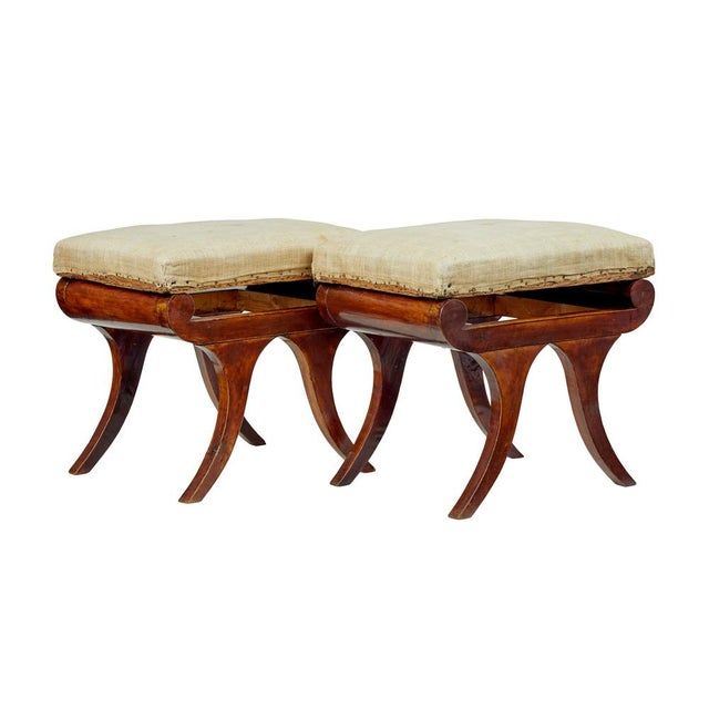 Wood Antique Scandinavian Stools, 1840, Set of 2 For Sale - Image 7 of 7