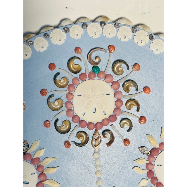 2000 - 2009 Sea Shell Art Rose on Blue Created by Elia For Sale - Image 5 of 8
