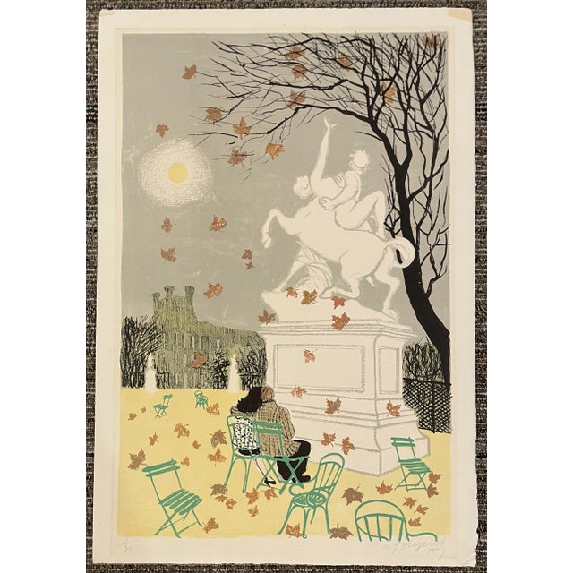 1950s 1955 Tuileres Paris French Lithograph For Sale - Image 5 of 5