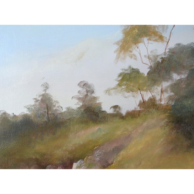 American Trees at the Top of the Hill - California Coastal Landscape in Oil on Canvas by Kenneth Lucas For Sale - Image 3 of 7
