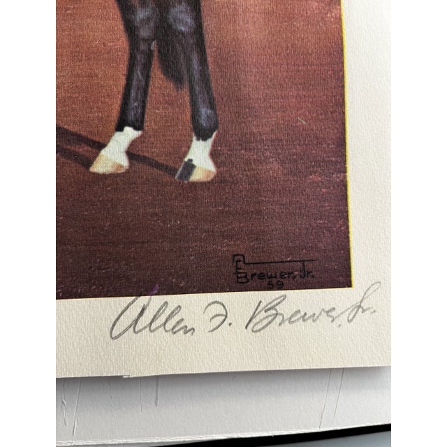 Tomy Lee, Thoroughbred racehorse original print, by Allen F. Brewer, Jr., 1959. Signed by the artist in pencil in lower...