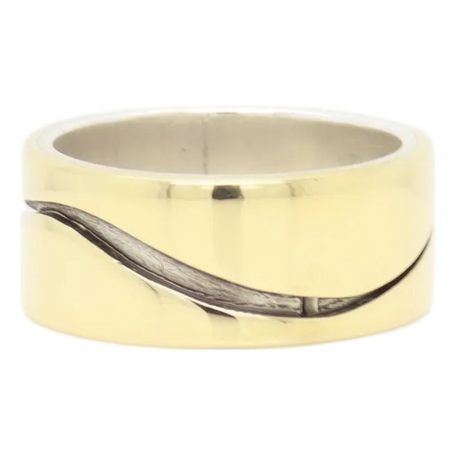 Vintage Mid-Century Modernist Paul Lobel Mixed Metal Gold/Silver Cigar Band Ring For Sale