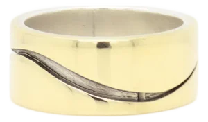 Vintage Mid-Century Modernist Paul Lobel Mixed Metal Gold/Silver Cigar Band Ring