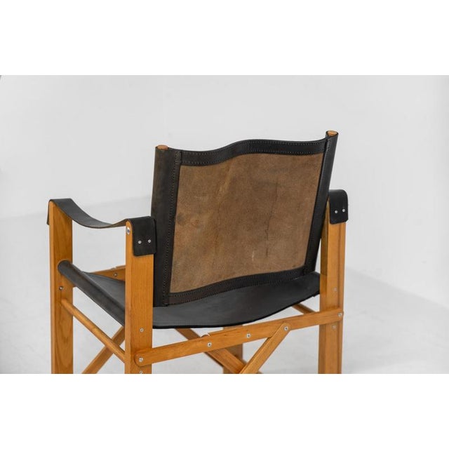 Black Oak & Leather Safari Chair For Sale - Image 8 of 10