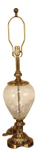 Stiffel Attributed Brass & Crackle Glass Table Lamp