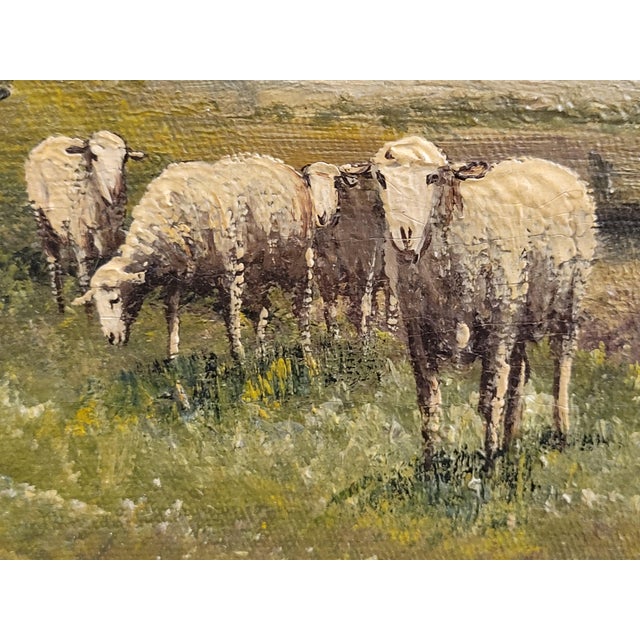 Late 19th Century A. Millrose Pastoral Landscape Oil Painting With Sheep, C. 1880–1900 For Sale - Image 4 of 9