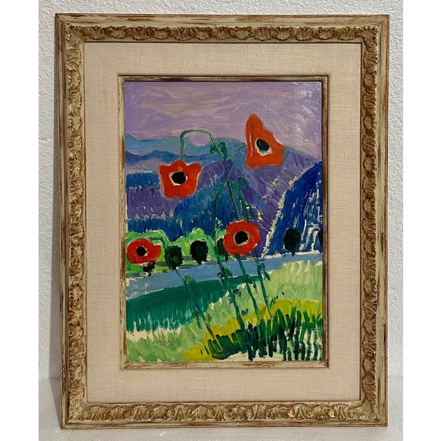Frederick Serger Genre: Post Impressionist Subject: Flowers, Poppies Medium: Oil Surface: Panel Hand signed lower left...
