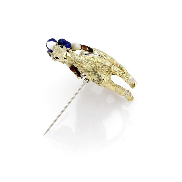 Contemporary Mid 20th Century Martine Enamel Jockey & Race Horse Large 18k Yellow Gold Pin Brooch For Sale - Image 3 of 6