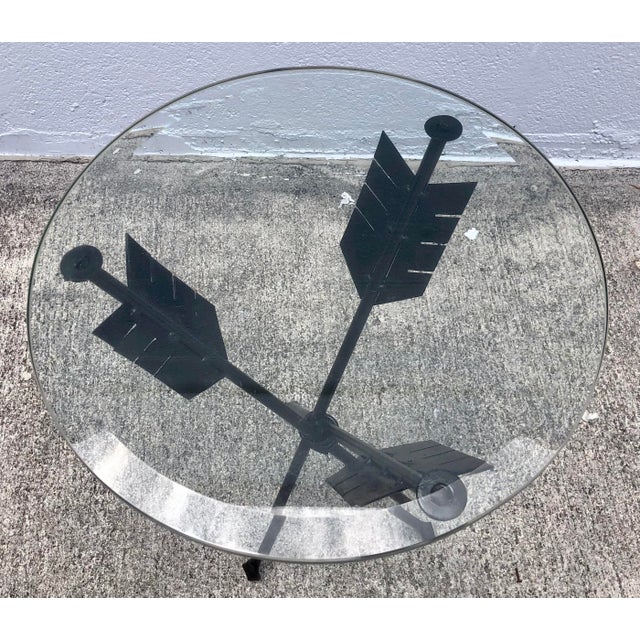 Metal Vintage Mid Century Black Iron & Glass Arrow Side/End Accent Table For Sale - Image 7 of 7