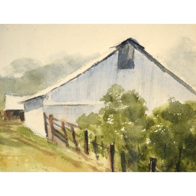Paint Grey Barn and Brown House - Rural California Landscape in Watercolor on Paper by Alice Duke For Sale - Image 7 of 9