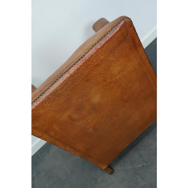 Vintage French Cognac-Colored Leather Club Chair, 1940s For Sale - Image 12 of 15
