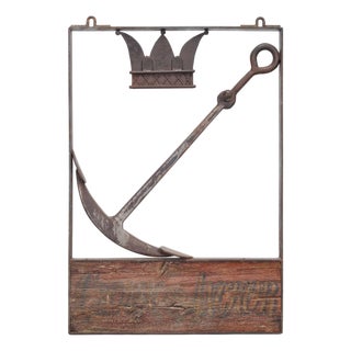 British Crown & Anchor Iron Hanging Tavern or Pub Sign For Sale