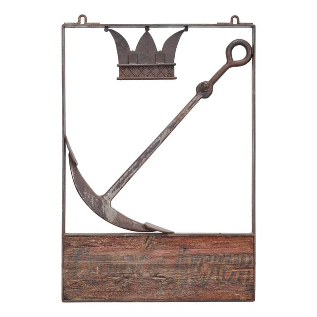British Crown & Anchor Iron Hanging Tavern or Pub Sign For Sale