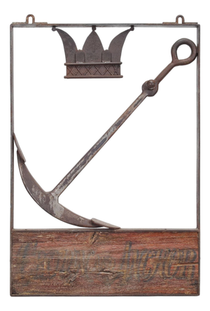 British Crown & Anchor Iron Hanging Tavern or Pub Sign