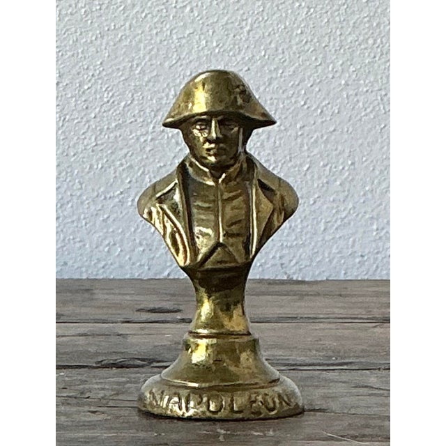 Mid-Century Modern Vintage Brass Bust of Napoleon Paperweight For Sale - Image 3 of 12