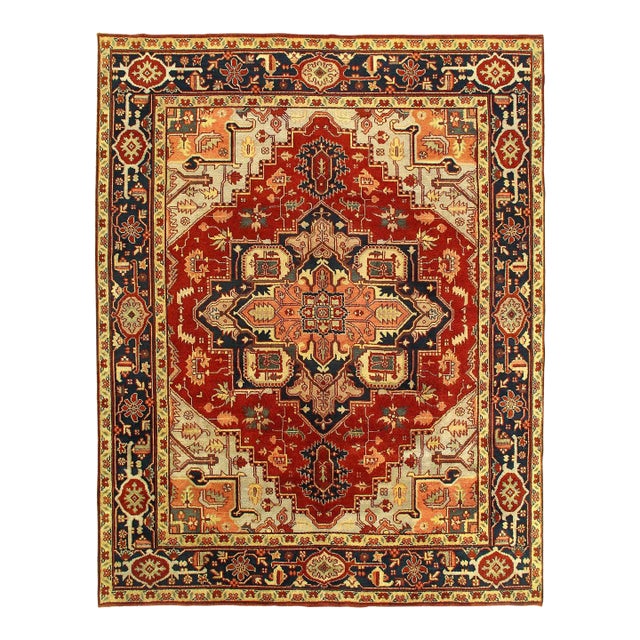 Pasargad DC Red Color Fine Hand Knotted Serapi Rug For Sale