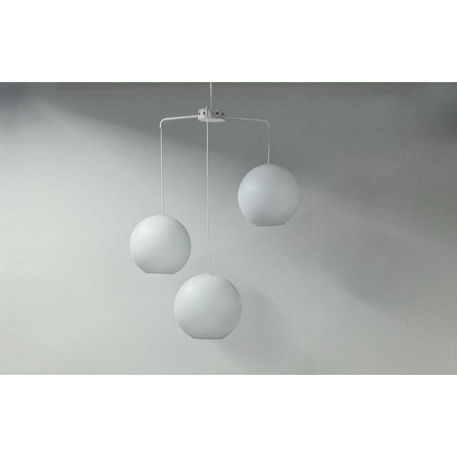 Mid-Century Pendant Lamp with Three Large Opal Glass Globes from Philips, 1960s For Sale - Image 11 of 11