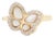 Mother of Pearl Butterfly Ring With Diamonds for Her in 14k Gold Size 7 For Sale