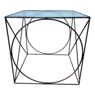 Vintage Wrought Iron Rods Xo Side End Table Attributed to Frederic Weinberg MCM For Sale