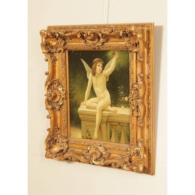 Neoclassical Early 21st Century Classical Style 'Cupid' Oil Painting, After William Adolphe Bouguereau For Sale - Image 3 of 12