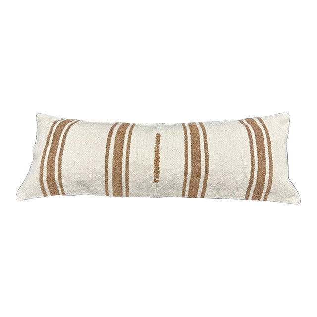 Turkish Hemp Pillow Cushion Natural Beige Brown Cushion Cover 14x40 For Sale