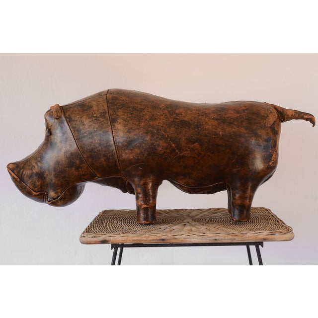 Mid-Century Modern Vintage 1960s Dmitri Omersa Leather Hippo For Sale - Image 3 of 16