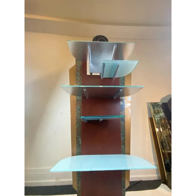 Brown 1980s Post Modern Metal, Laminate & Lucite Display Shelves - A Pair For Sale - Image 8 of 11
