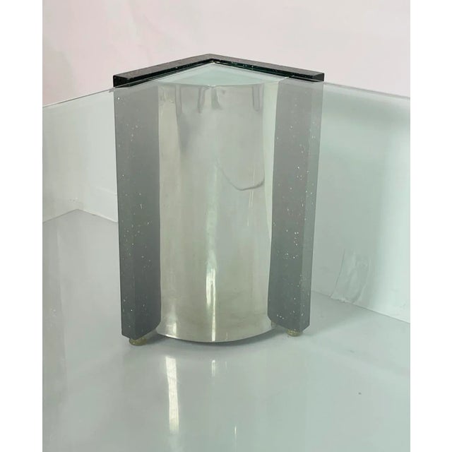 1970s Terrazzo, Stainless Steel & Glass Coffee Table After Karl Springer, Usa 1970's For Sale - Image 5 of 13