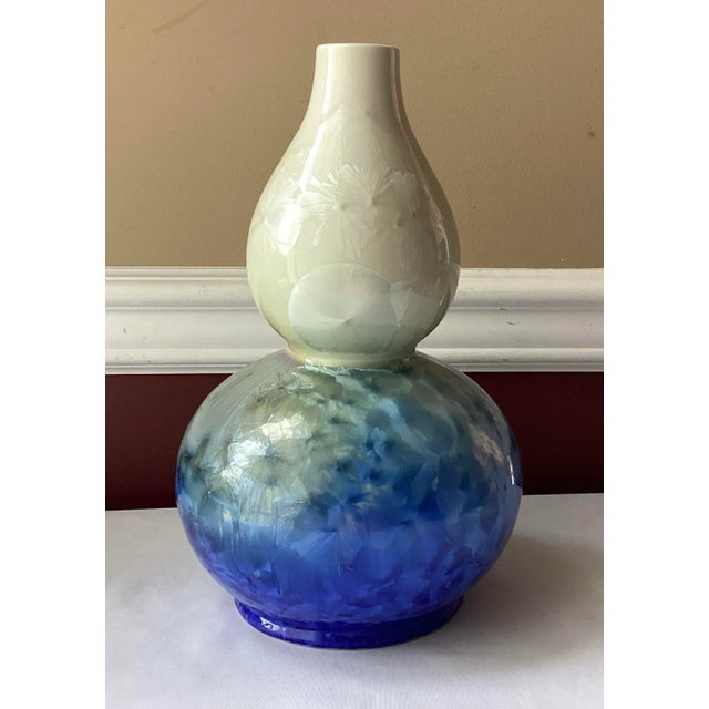 Vintage Chinese Crystalline Glazed Porcelain Vase in Red Floral Box – Unmarked – 11.5” Tall For Sale - Image 11 of 12