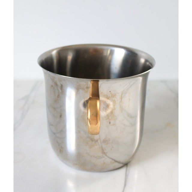Vintage Modernist Italian Stainless Steel & Brass Ice / Wine Bucket For Sale - Image 4 of 10