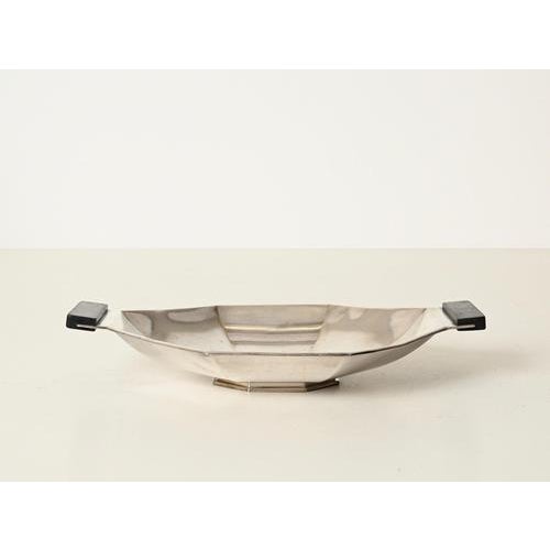 Art Deco Geometric Silver-Plated and Wood Centerpiece attributed to Original Wellner, 1930s For Sale - Image 12 of 13
