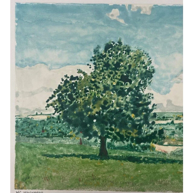 Allan Marsh Landscape Watercolor Monotype Painting - Montgomery College Phillips For Sale - Image 9 of 12