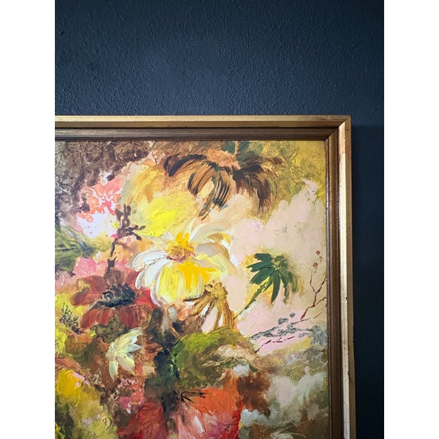 Mid-Century Modern Floral Abstract Acrylic on Board For Sale - Image 11 of 18