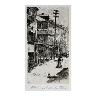 1905 Robert Bledsoe Mayfield Barracks Street New Orleans Etching For Sale