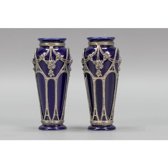 Small Art Nouveau Glazed Ceramic Vases, Set of 2 For Sale - Image 9 of 18