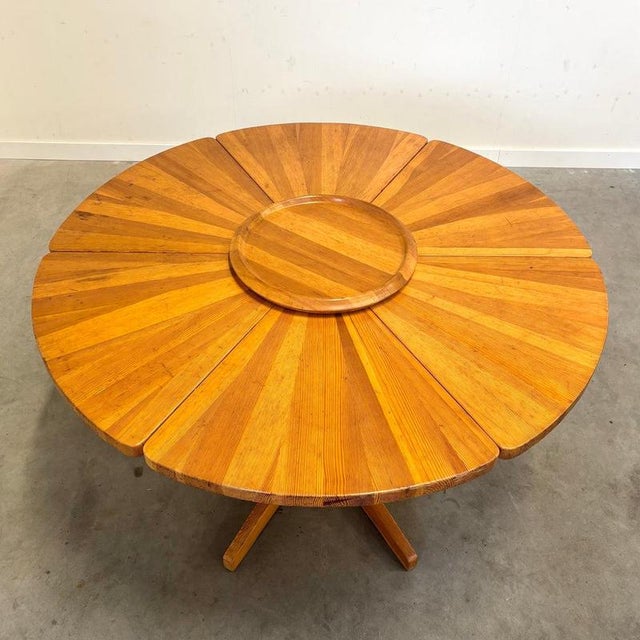 Round Pine Dining Table, 1970s For Sale - Image 4 of 12