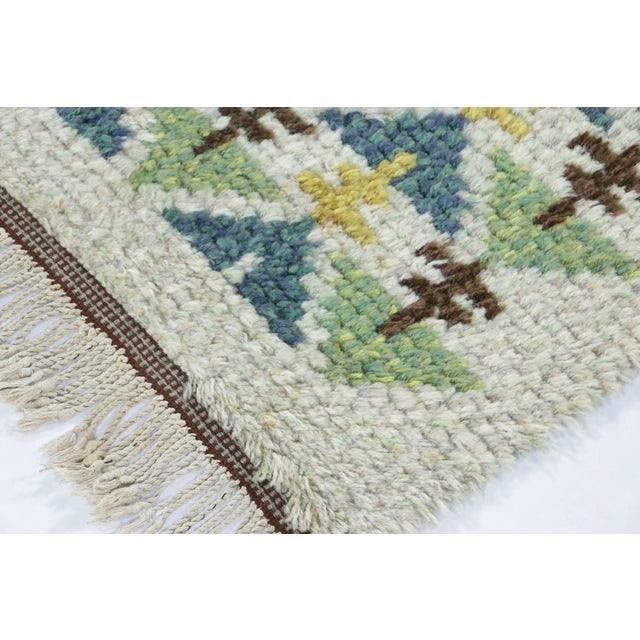 Vintage Swedish Rya Runner With Teal and Green Geometric Design - Rug & Kilim For Sale In New York - Image 6 of 9