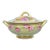 Antique Nippon Hand Painted Gold Gilt Porcelain Green Moriage Covered Sugar Bowl For Sale