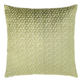 The House Of Scalamandré Petal Velvet Square Pillow In Leaf For Sale