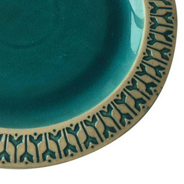 Round Turquoise Ceramic Decorative Plates A Pair Chairish