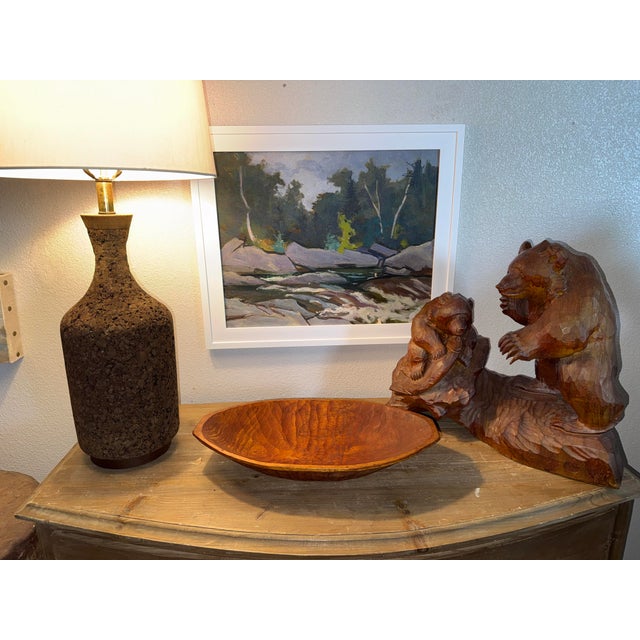 Vintage Painting of a Peaceful River Spillway. For Sale - Image 4 of 6