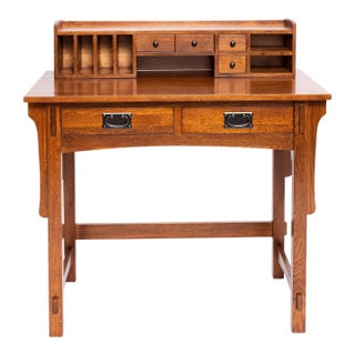 Mission Style Library Table With Removable Organizer - Micheal Cherry For Sale