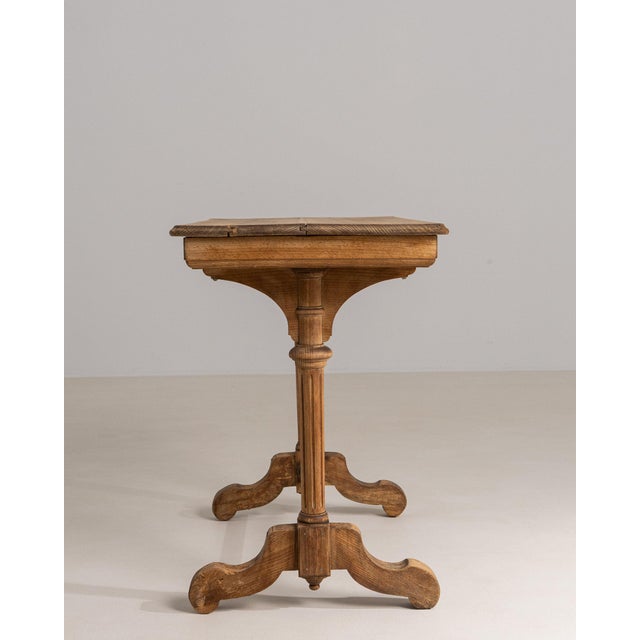 1900-1909 France Weathered Honey Oak Carved Oak Console Table For Sale - Image 9 of 10