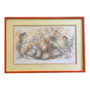 Chaim Gross Pencil Signed Lithograph and Numbered Titled Mothers Joy