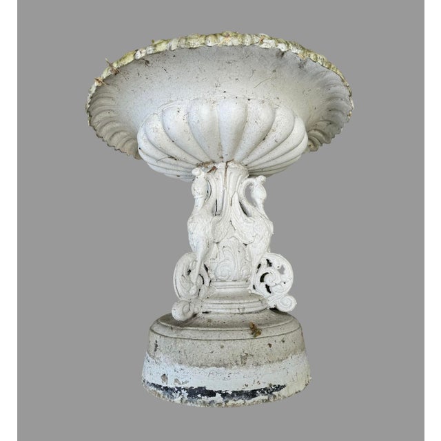 Metal Antique Victorian Style Cast Metal Urn With Figural Base For Sale - Image 7 of 12