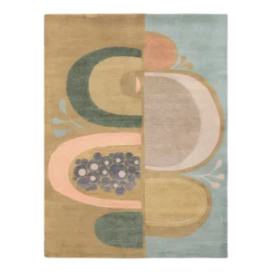 Rug & Kilim’s Mid-Century Modern Style Rug in Green and Blue, 6x9