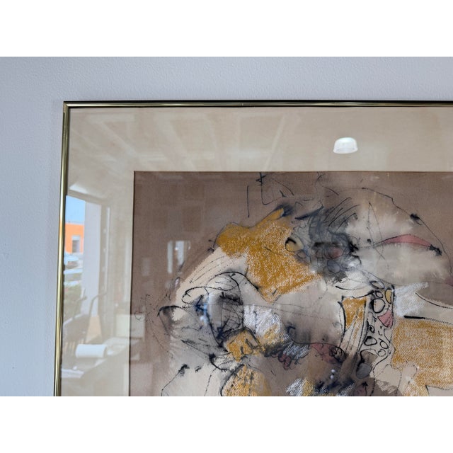 1970s C. G. Jackson Expressionist Abstract Oil Pastel Painting, Framed For Sale - Image 4 of 12