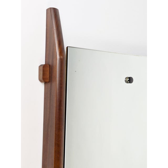 Italian Teakwood and Mirrored Glass Wall Mirror, 1960s For Sale - Image 4 of 9