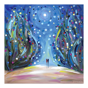 Under the Night Sky - Abstract Cool Tone Figurative Textured Impasto Oil Painting by Ekaterina Ermilkina